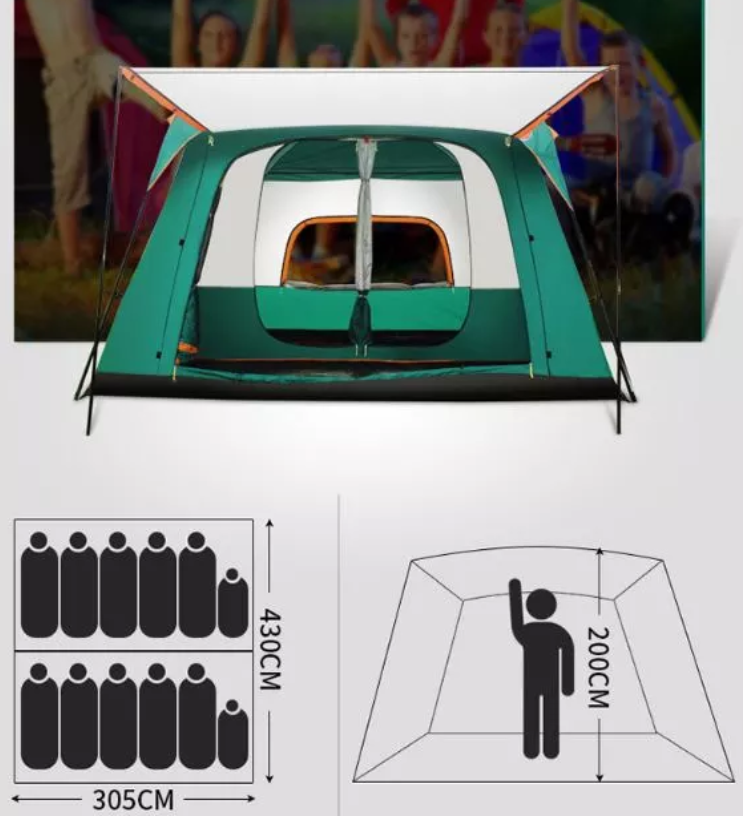 Carpa d'acampada gran exterior per a 8 persones